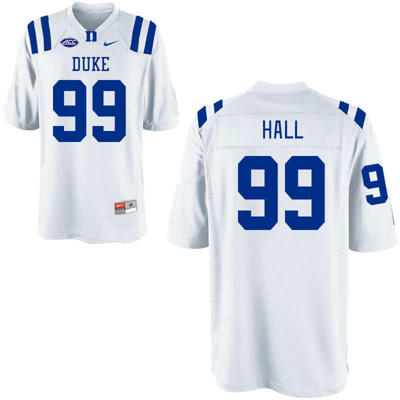 Men #99 Aaron Hall Duke Blue Devils College Football Jerseys Stitched-White